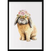 POSTER - Rabbit with flowers on his head