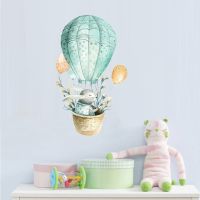 Wall decor - Rabbit with flowers in hot air balloon