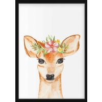 Poster - Deer with Flowers