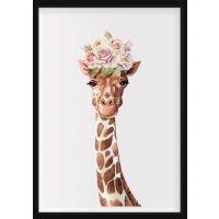 POSTER - Giraffe with flowers on head