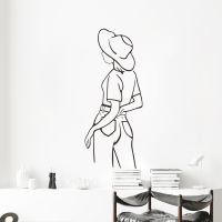 Wallsticker - Girl with Hat / Line Art