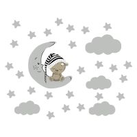 Wallsticker - Bear in the Moon with Stars and Clouds