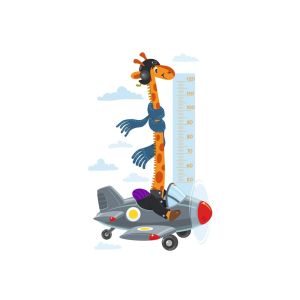 Wallsticker -  Giraffe In a Plane / Height Measure