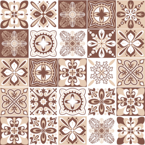  Tiles Sticker -  Brown multipattern  / 02 / Set of 24