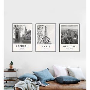 London, Paris, New York Poster Set of 3